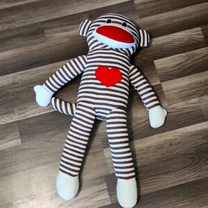 SOCK MONKEY Large 30" Fun & Fun KNIT Styrofoam Pellet  Stuffed Animal